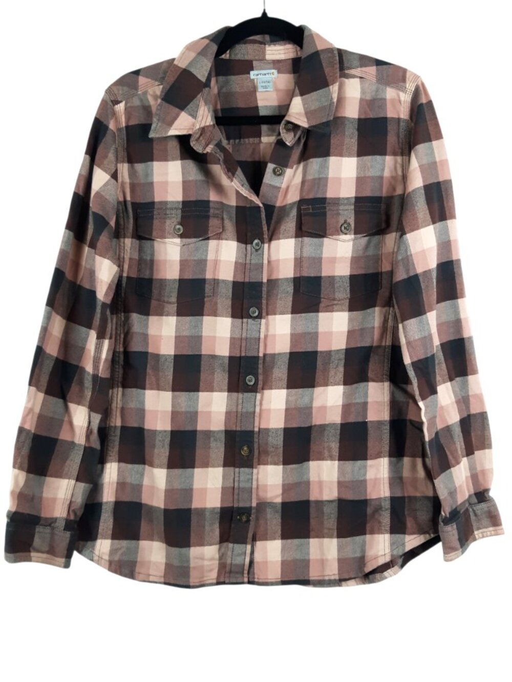 Carhartt Women's Rugged Flex Loose Fit Midweight Flannel Shirt Purple Size Large